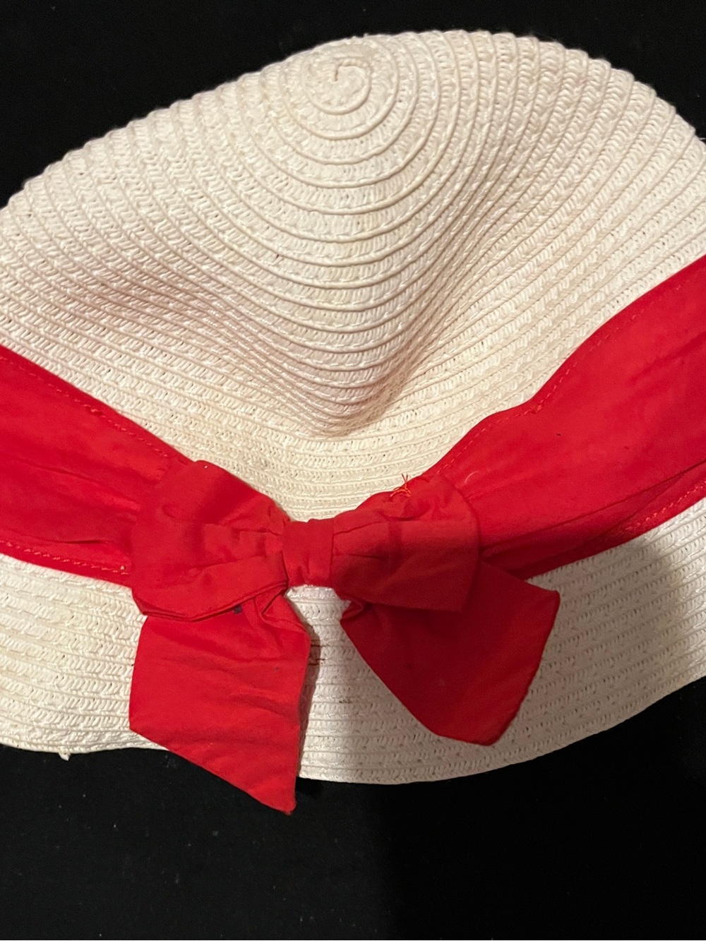 Janie and Jack Baby Toddler White Sun Hat Red Bow 12-24 Months Holiday